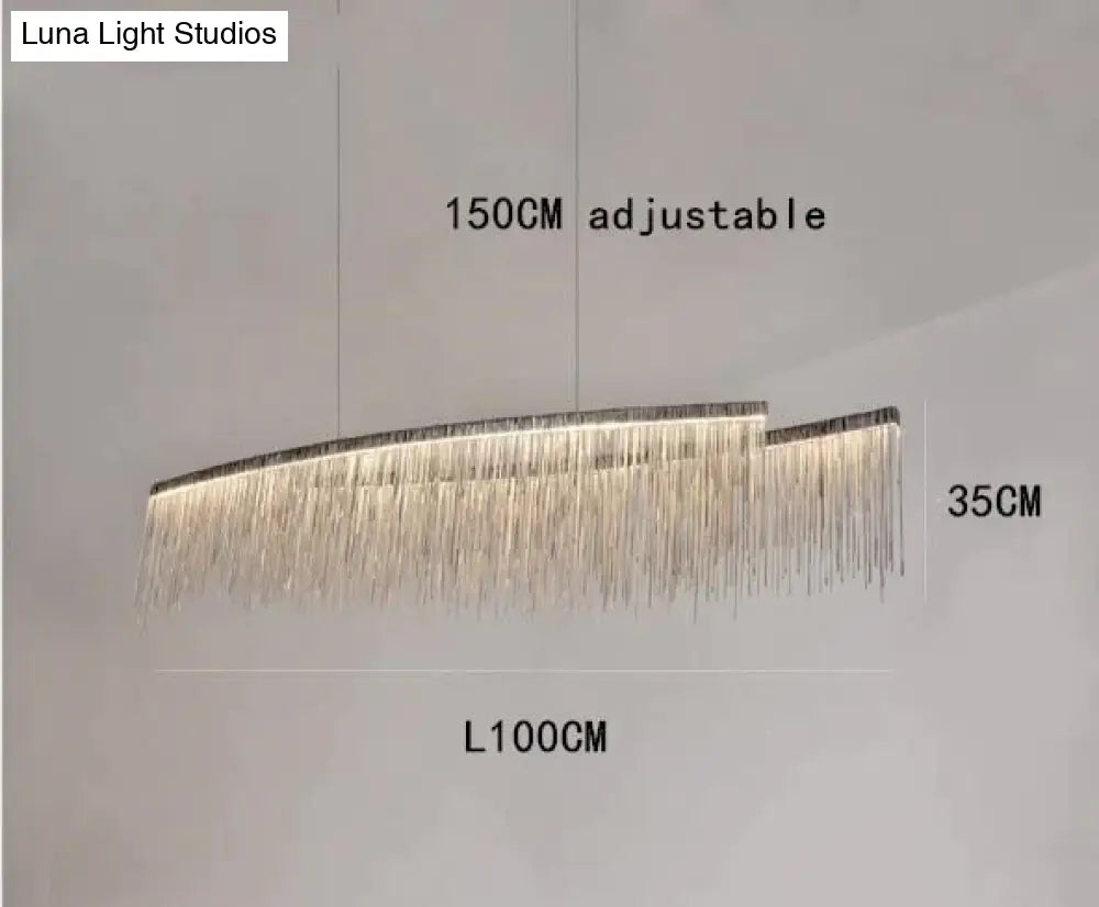 Solana - Tassel Chain Led Chandelier Long 100Cm / Silver Body White Light