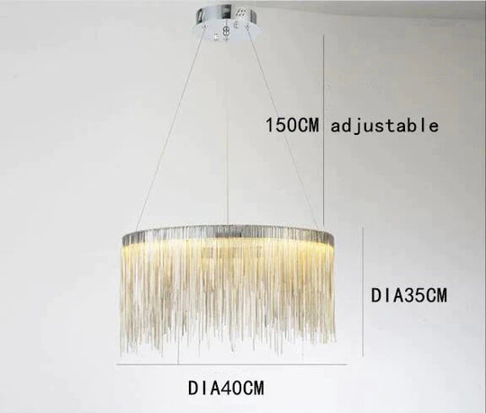 Solana - Tassel Chain Led Chandelier Dia40Cm / Silver Body White Light