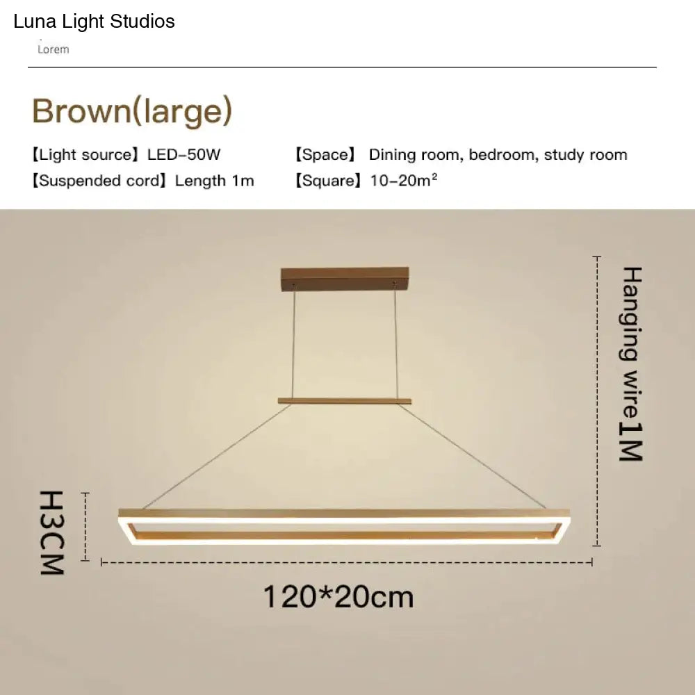 Solis - Modern Rectangle Led Pendant Lights Large-Brown / Cool White