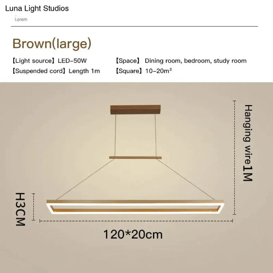 Solis - Modern Rectangle Led Pendant Lights Large-Brown / Cool White