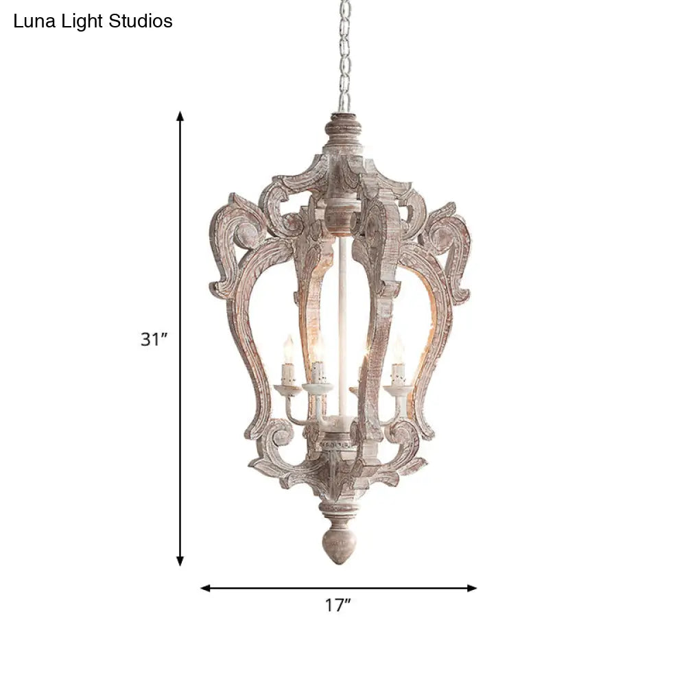 Sophie - Rustic Rural Pavilion Pendant Lamp 1-Light Distressed Wood Hanging Ceiling Light For