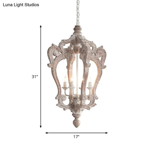 Sophie - Rustic Rural Pavilion Pendant Lamp 1-Light Distressed Wood Hanging Ceiling Light For