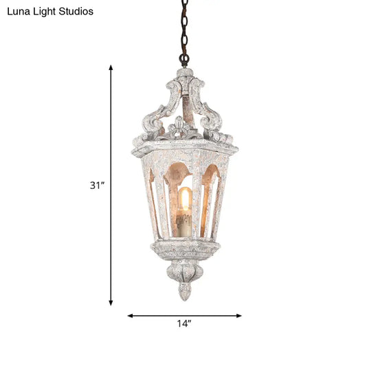 Sophie - Rustic Rural Pavilion Pendant Lamp 1-Light Distressed Wood Hanging Ceiling Light For