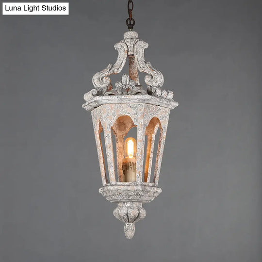 Sophie - Rustic Rural Pavilion Pendant Lamp 1-Light Distressed Wood Hanging Ceiling Light For