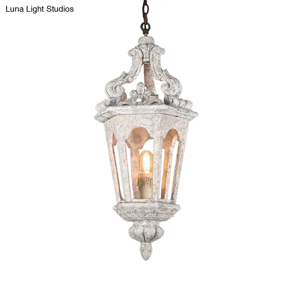 Sophie - Rustic Rural Pavilion Pendant Lamp 1-Light Distressed Wood Hanging Ceiling Light For