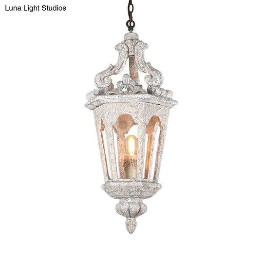 Sophie - Rustic Rural Pavilion Pendant Lamp 1-Light Distressed Wood Hanging Ceiling Light For