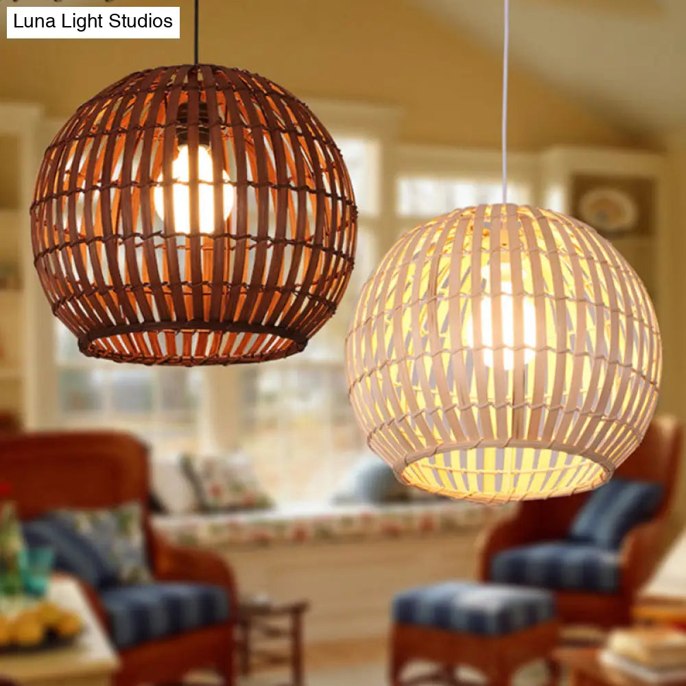 South-East Asia Bamboo Globe Pendant Light For Restaurants