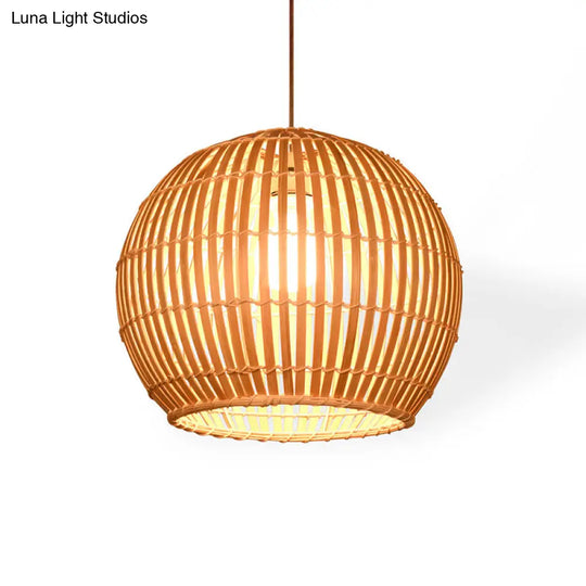 South-East Asia Bamboo Globe Pendant Light For Restaurants