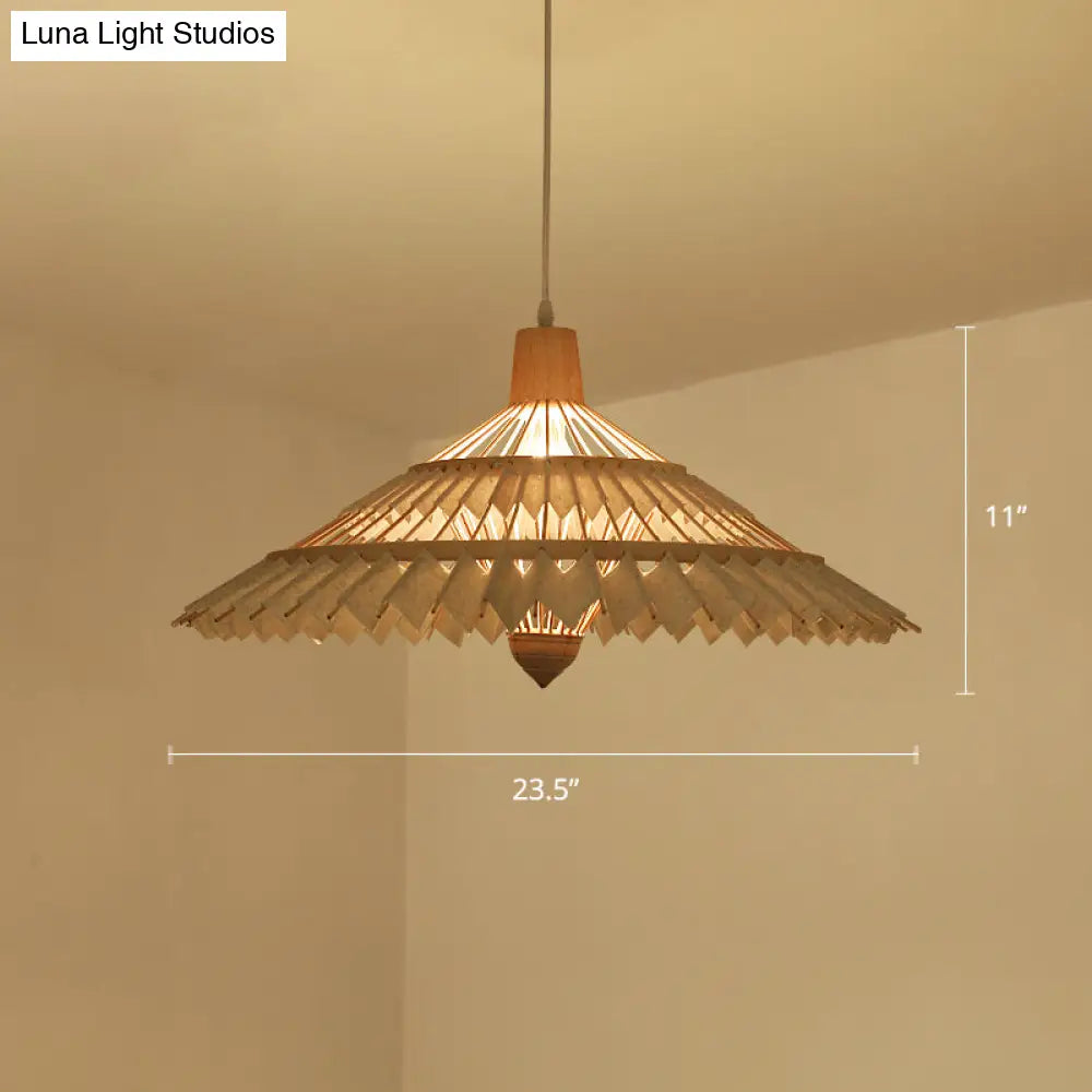 South-East Asian Bamboo Umbrella Pendant Light Single-Bulb Restaurant Suspension Fixture