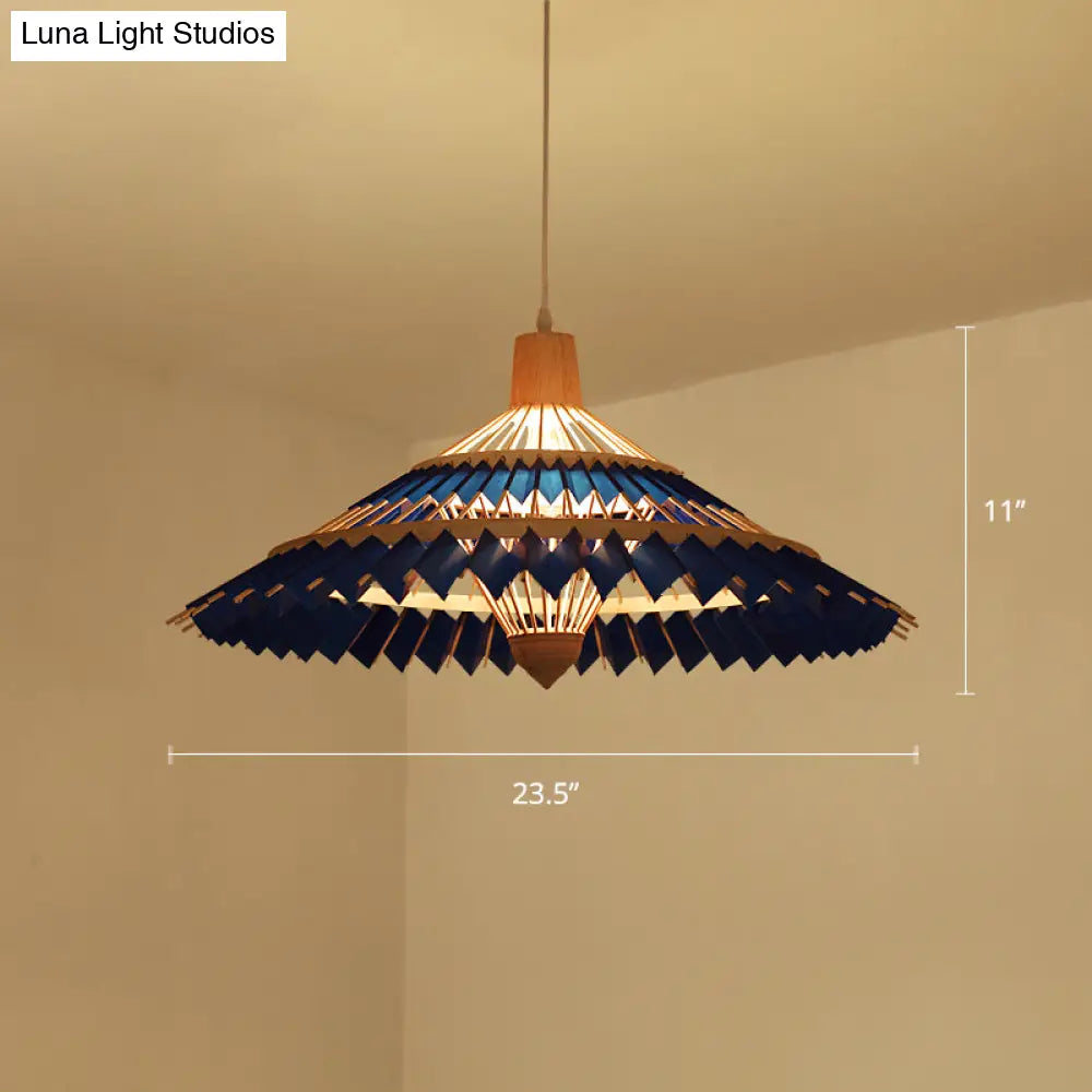 South-East Asian Bamboo Umbrella Pendant Light Single-Bulb Restaurant Suspension Fixture