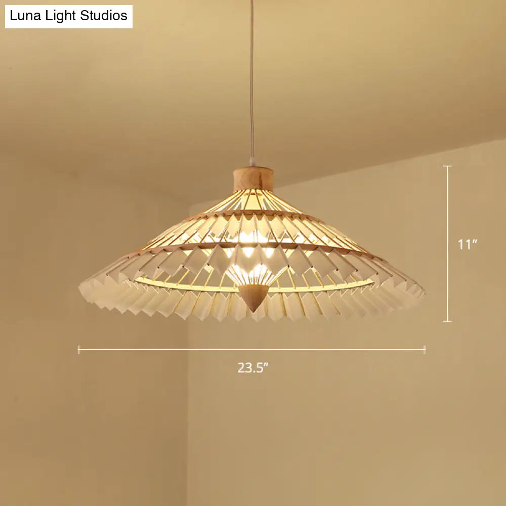 South-East Asian Bamboo Umbrella Pendant Light Single-Bulb Restaurant Suspension Fixture