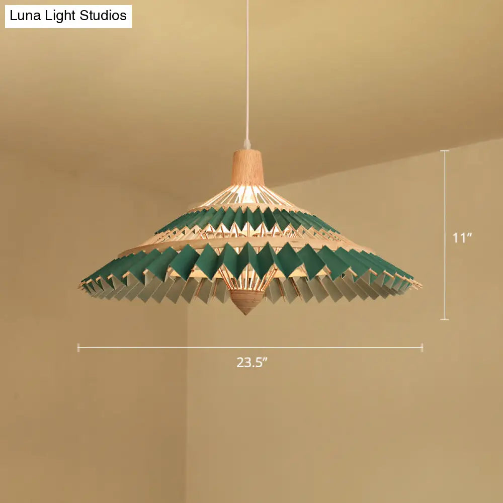 South-East Asian Bamboo Umbrella Pendant Light Single-Bulb Restaurant Suspension Fixture