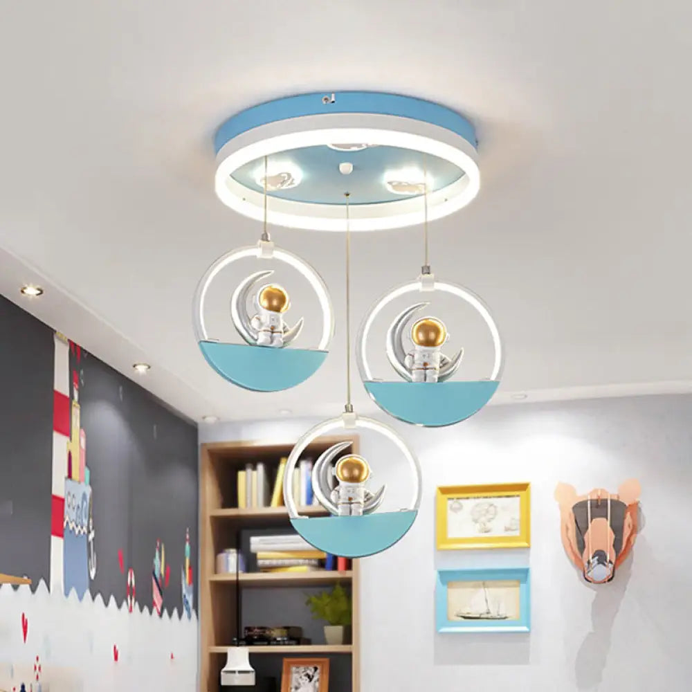 Spaceman Moon Led Flush Light For Kids’ Room With Acrylic Shade - Gold/Silver Gold