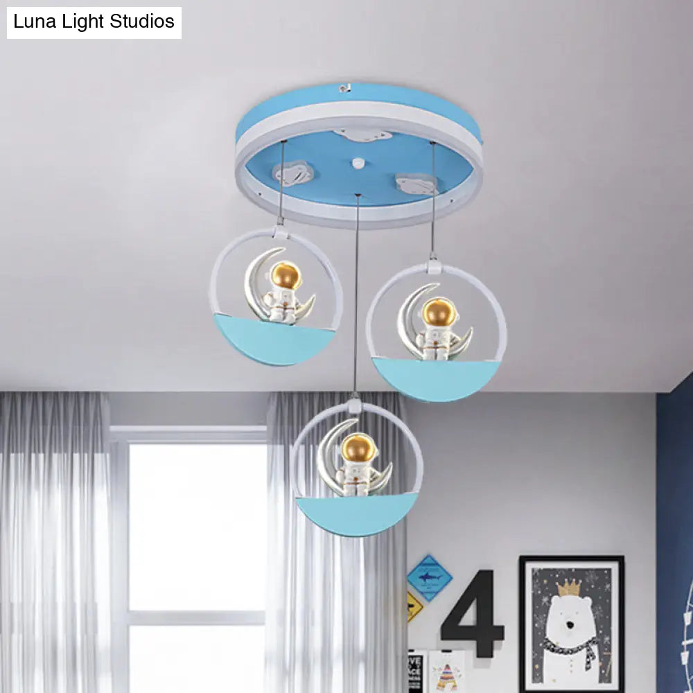Spaceman Moon Led Flush Light For Kids Room With Acrylic Shade - Gold/Silver