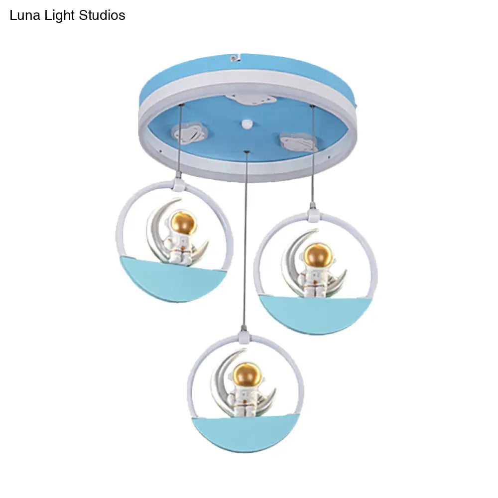 Spaceman Moon Led Flush Light For Kids’ Room With Acrylic Shade - Gold/Silver