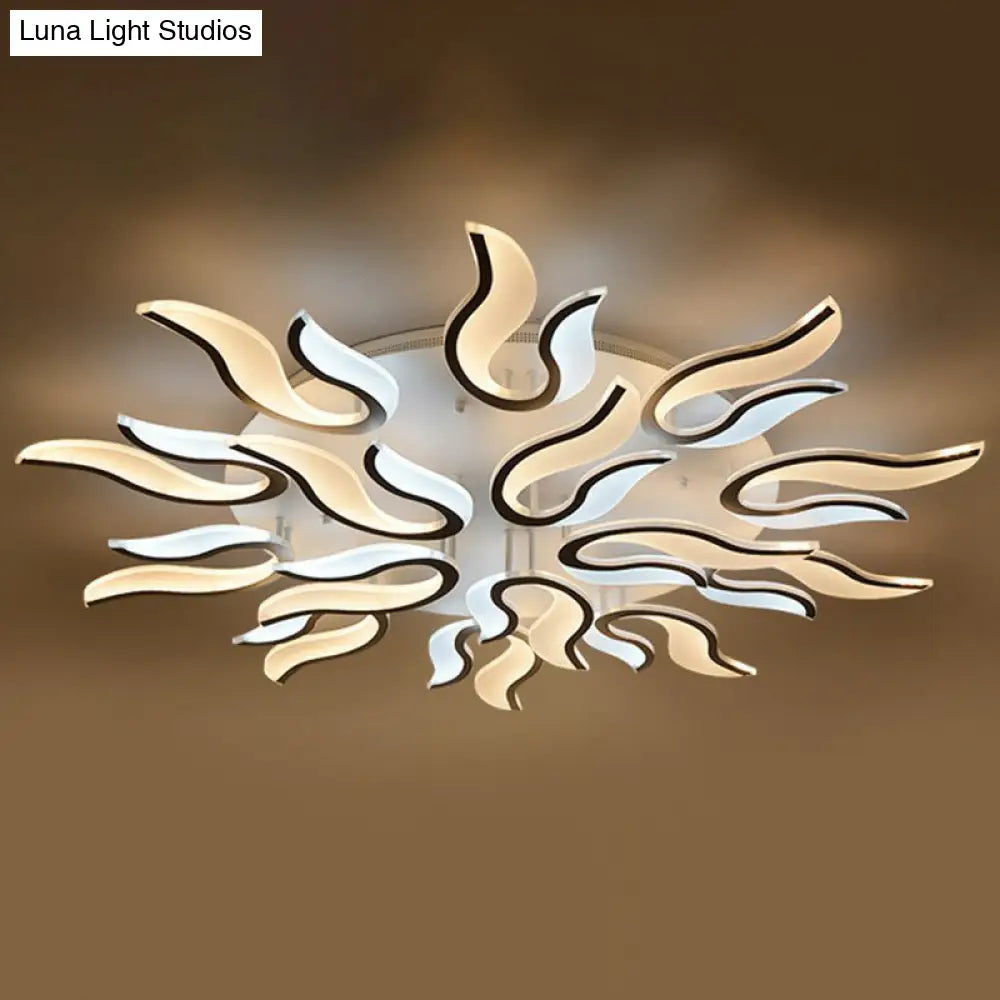 Spark Living Room Led Semi Flush Light - Acrylic Nordic Style Ceiling Mount White