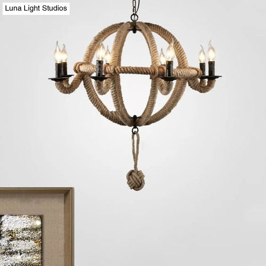 Spherical Chandelier Light Fixture With Rustic Black Finish - Antique Metal Multi-Light Farmhouse