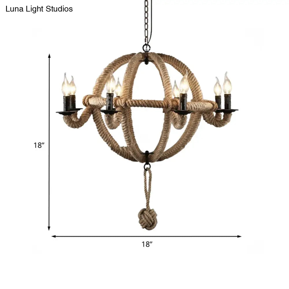 Spherical Chandelier Light Fixture With Rustic Black Finish - Antique Metal Multi-Light Farmhouse