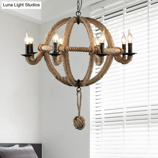 Spherical Chandelier Light Fixture With Rustic Black Finish - Antique Metal Multi-Light Farmhouse