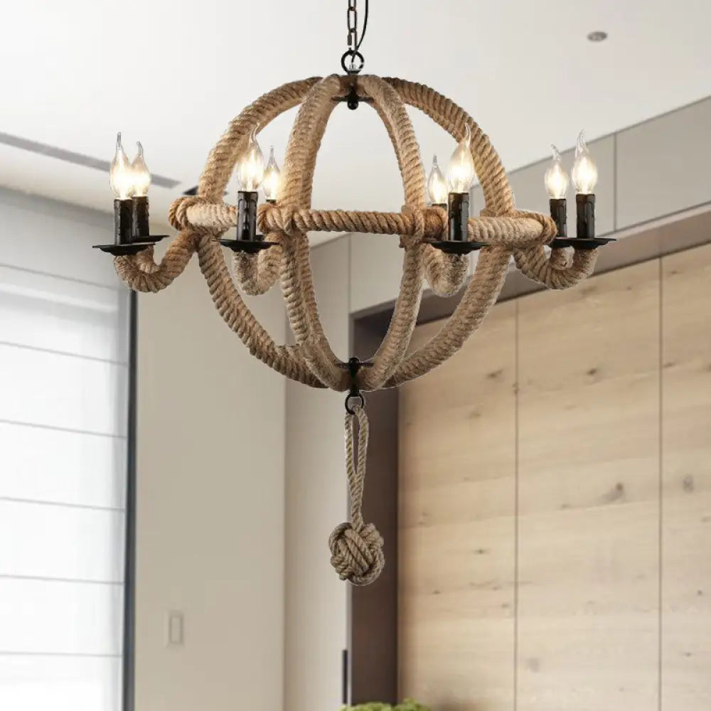 Spherical Chandelier Light Fixture With Rustic Black Finish - Antique Metal Multi-Light Farmhouse