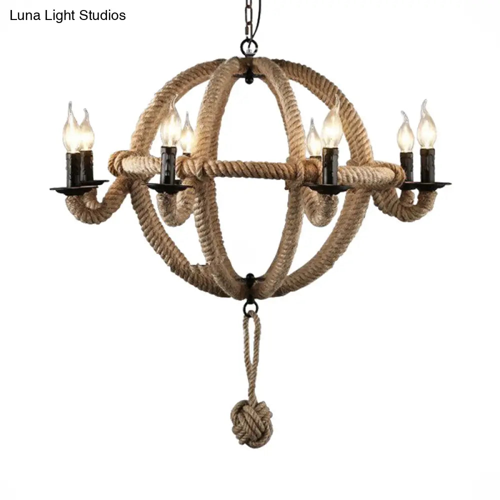 Spherical Chandelier Light Fixture With Rustic Black Finish - Antique Metal Multi-Light Farmhouse