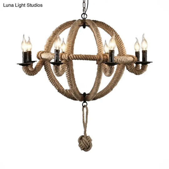 Spherical Chandelier Light Fixture With Rustic Black Finish - Antique Metal Multi-Light Farmhouse