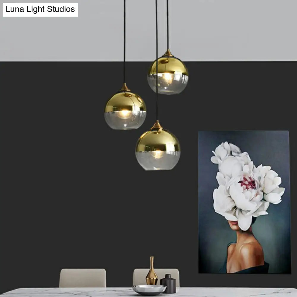 Sleek Postmodern Glass Suspension Pendant Light - 3-Light Ceiling Lamp For Dining Room