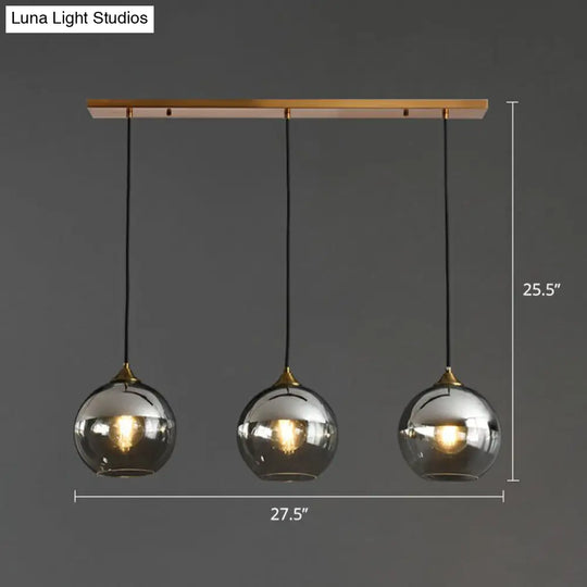 Sleek Postmodern Glass Suspension Pendant Light - 3-Light Ceiling Lamp For Dining Room Silver /