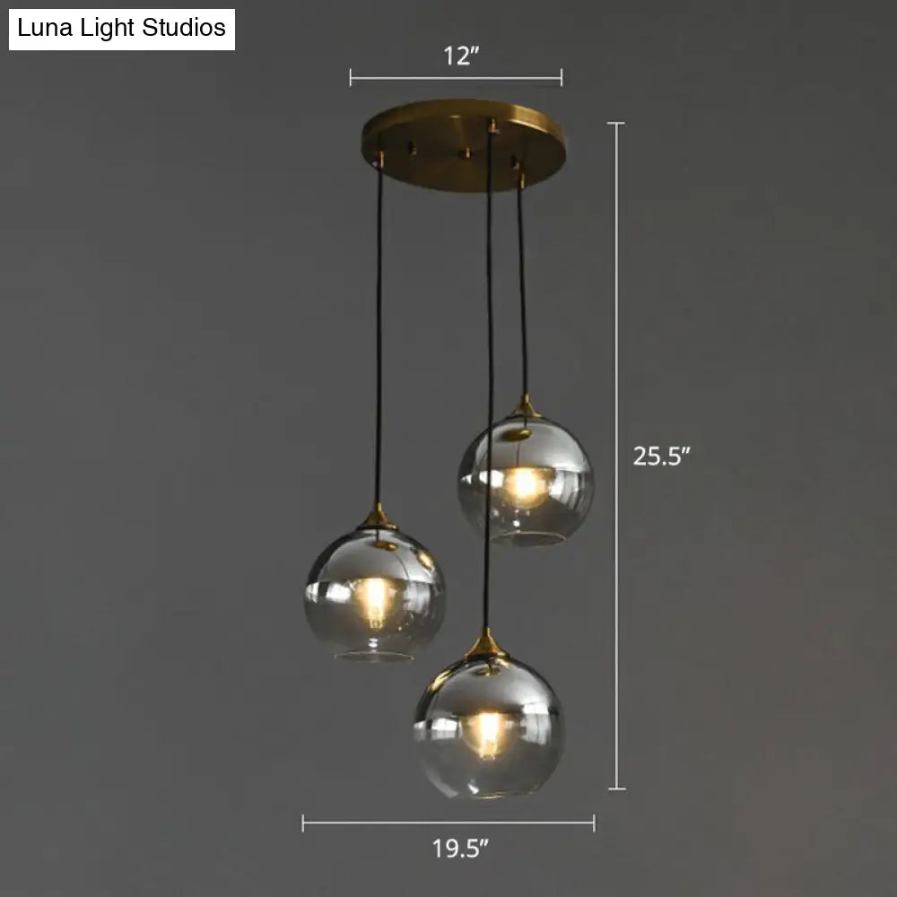 Sleek Postmodern Glass Suspension Pendant Light - 3-Light Ceiling Lamp For Dining Room Silver /