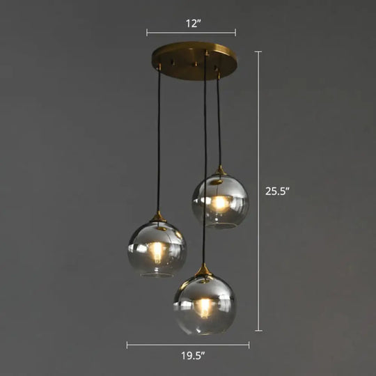 Spherical Multi-Glass Ceiling Lamp With 3 Lights For Modern Dining Room Suspension Silver / Round