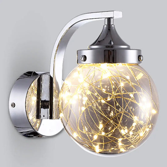 Spherical Star Lamp: Creative Wall Sconce For Warm Bedroom Ambiance Chrome