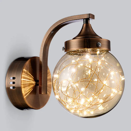 Spherical Star Lamp: Creative Wall Sconce For Warm Bedroom Ambiance Copper