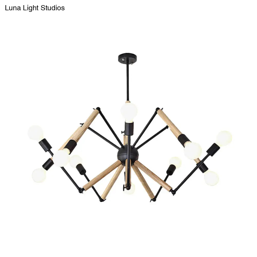 Contemporary Spider Shape Suspension Light In Black/White - 8/10/12/16 Heads For Living Room