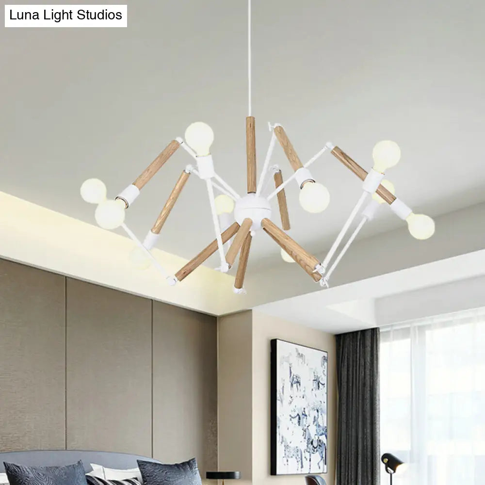 Contemporary Spider Shape Suspension Light In Black/White - 8/10/12/16 Heads For Living Room 10 /