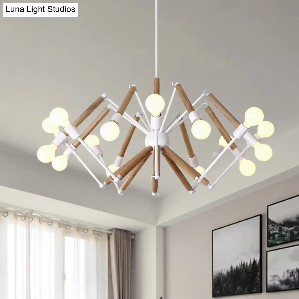 Contemporary Spider Shape Suspension Light In Black/White - 8/10/12/16 Heads For Living Room 16 /