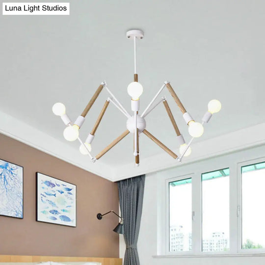 Contemporary Spider Shape Suspension Light In Black/White - 8/10/12/16 Heads For Living Room