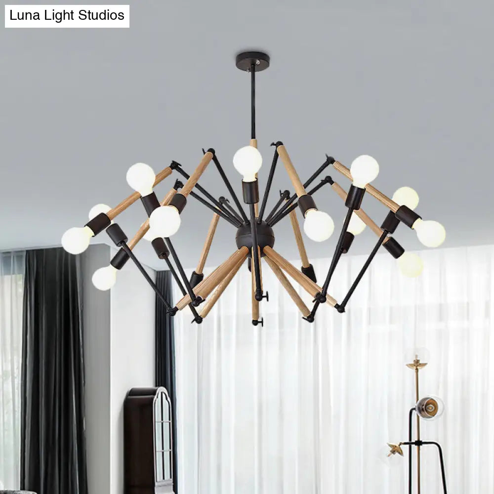 Contemporary Spider Shape Suspension Light In Black/White - 8/10/12/16 Heads For Living Room 16 /