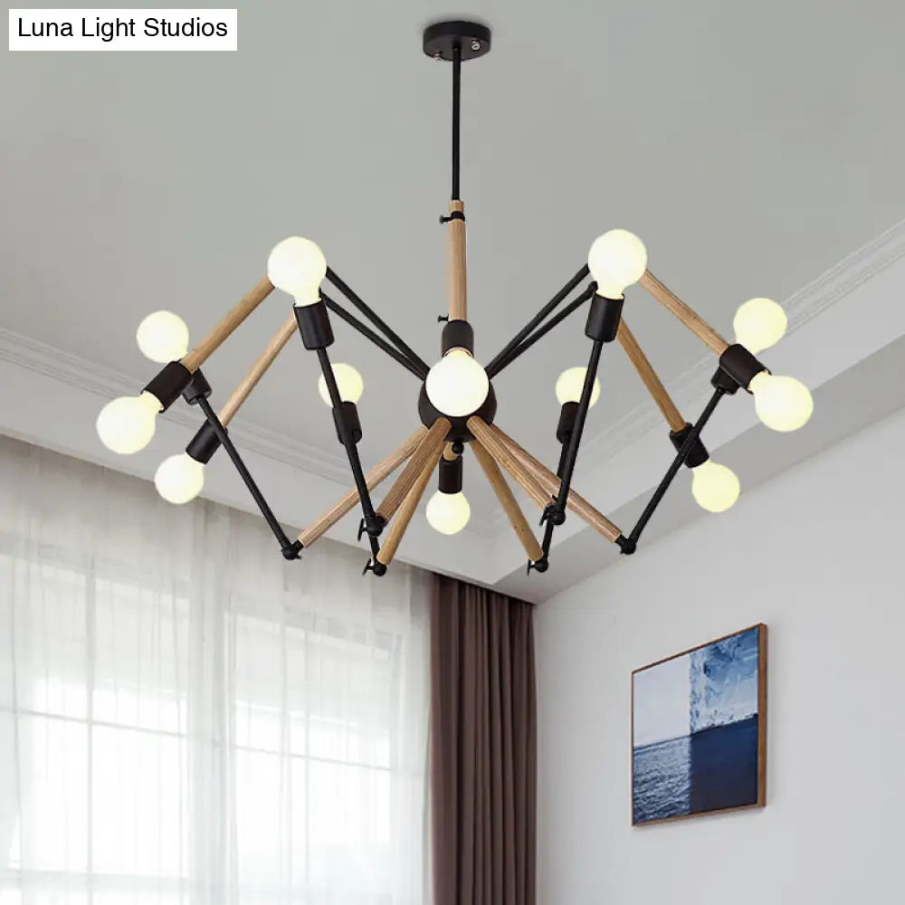 Contemporary Spider Shape Suspension Light In Black/White - 8/10/12/16 Heads For Living Room 12 /