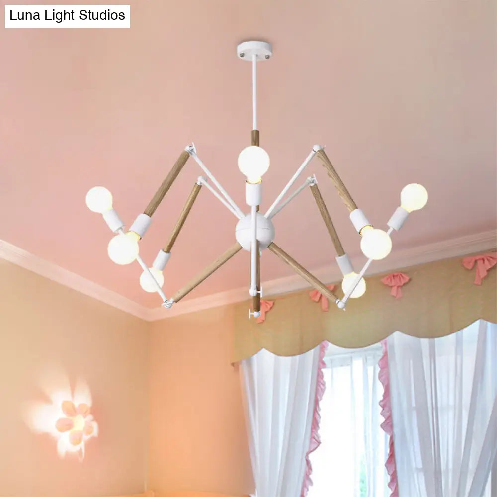 Contemporary Spider Shape Suspension Light In Black/White - 8/10/12/16 Heads For Living Room 8 /