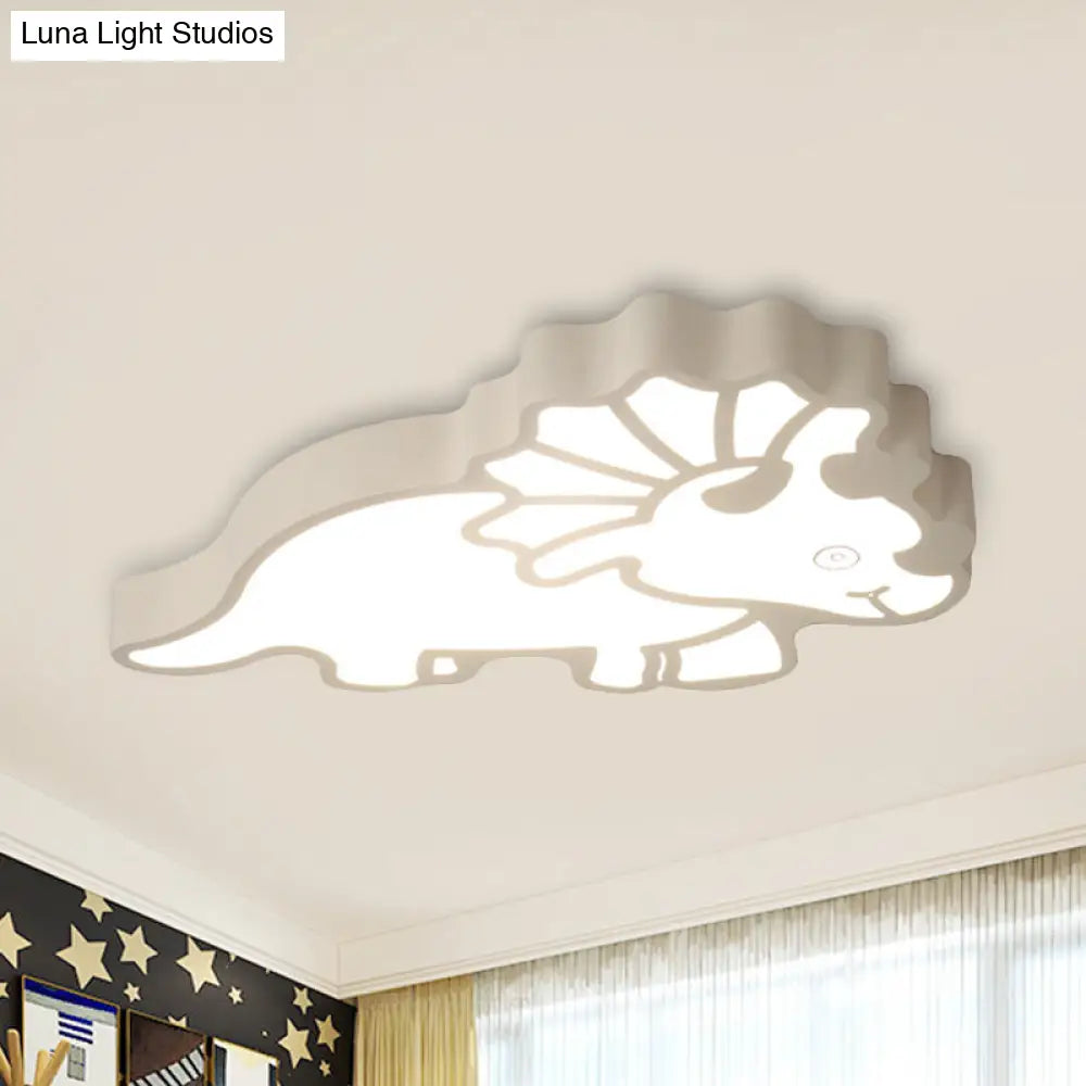 Spinosaurus Led Ceiling Light: Modern Acrylic Lamp For Childs Bedroom White / Warm