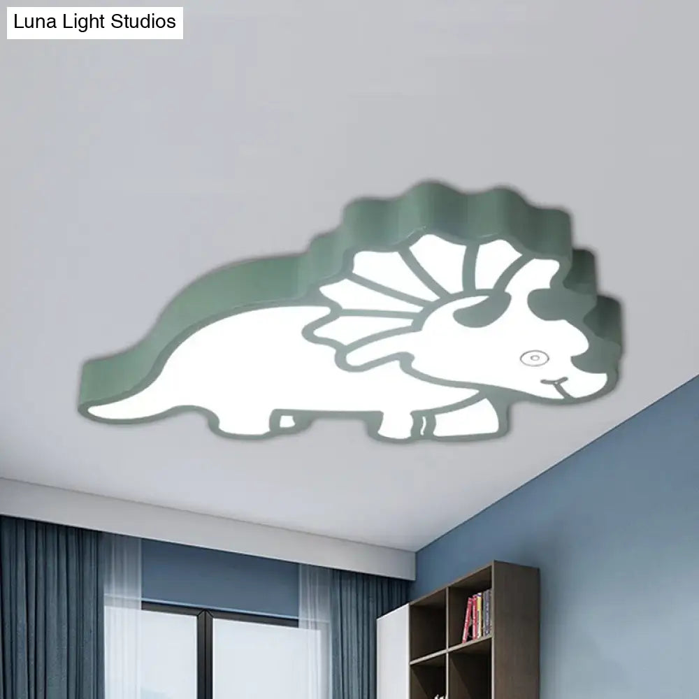 Spinosaurus Led Ceiling Light: Modern Acrylic Lamp For Childs Bedroom Green / White