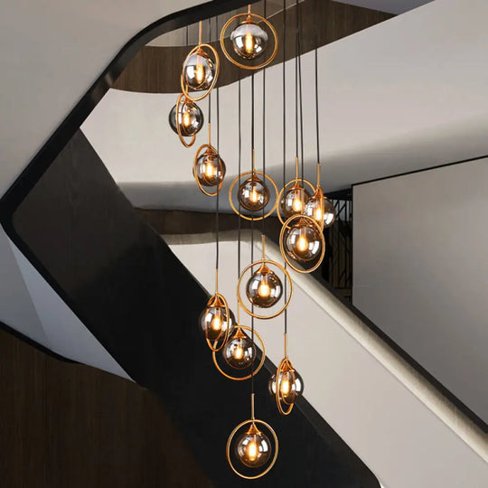 Spiral Ball Nordic Hanging Pendant Light For Staircase 13 / Smoke Gray B