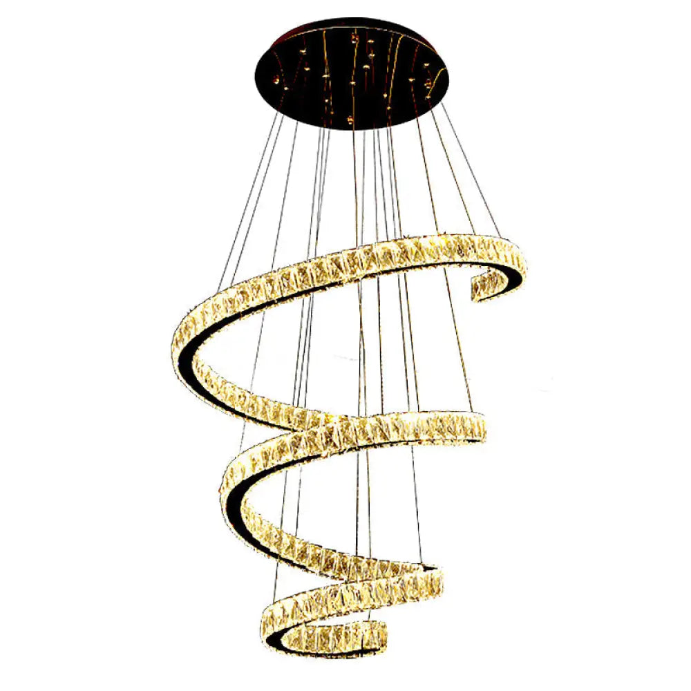 Spiral Crystal Chandelier Pendant Light With Stainless Steel Led Suspension Stainless-Steel / 31.5’