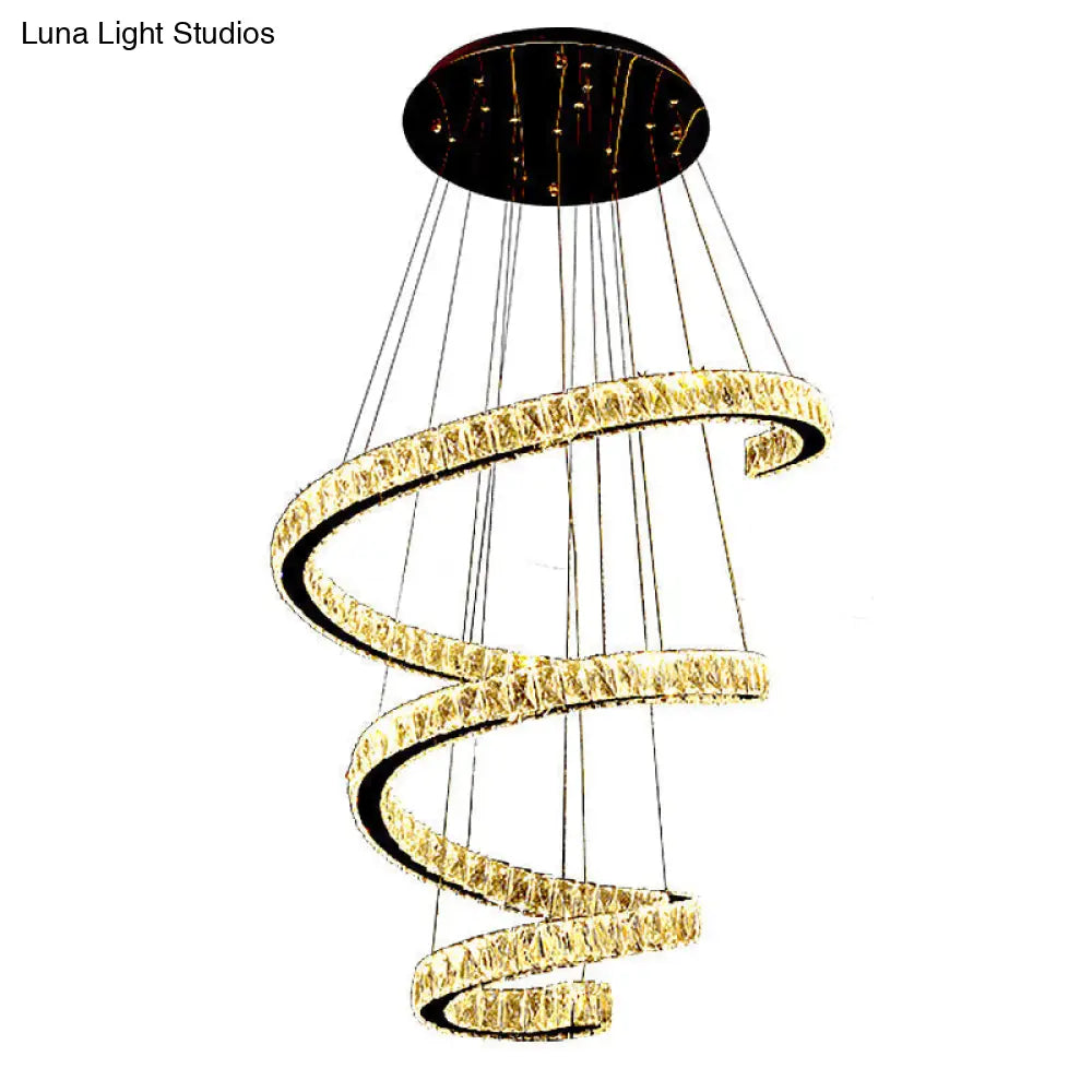 Simplicity Stainless Steel Led Chandelier With Crystal Inlay Spiral Design Stainless-Steel / 31.5