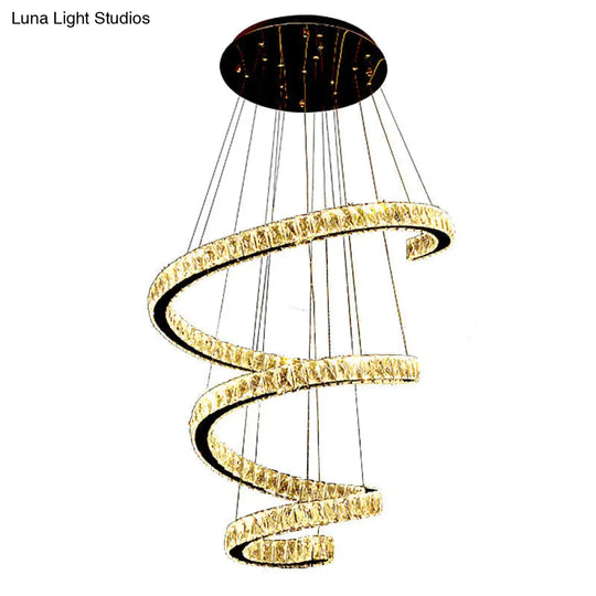 Simplicity Stainless Steel Led Chandelier With Crystal Inlay Spiral Design Stainless-Steel / 31.5