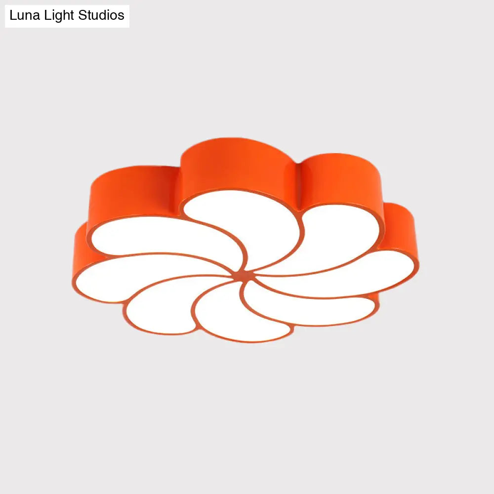 Spiral Flower Acrylic Kids Led Flush Mount Light In Orange/Yellow