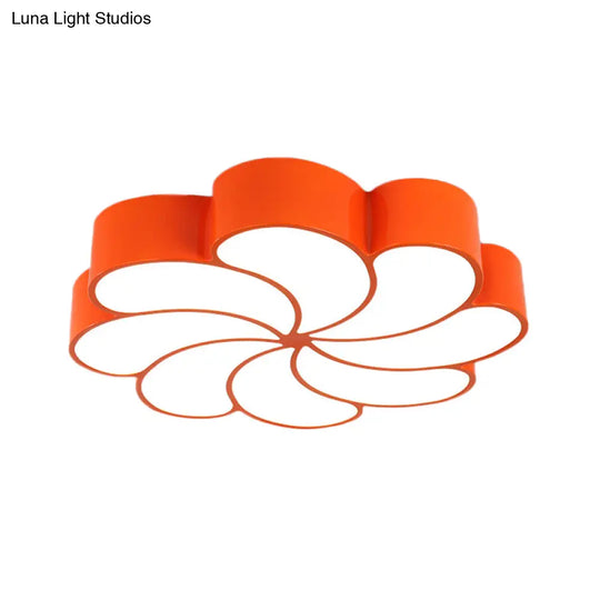 Spiral Flower Acrylic Kids Led Flush Mount Light In Orange/Yellow