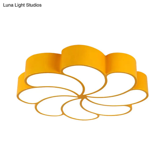 Spiral Flower Acrylic Kids Led Flush Mount Light In Orange/Yellow