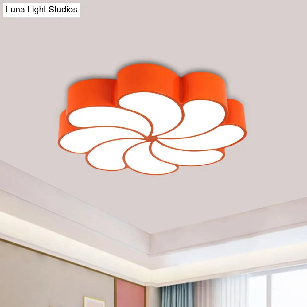 Spiral Flower Acrylic Kids Led Flush Mount Light In Orange/Yellow