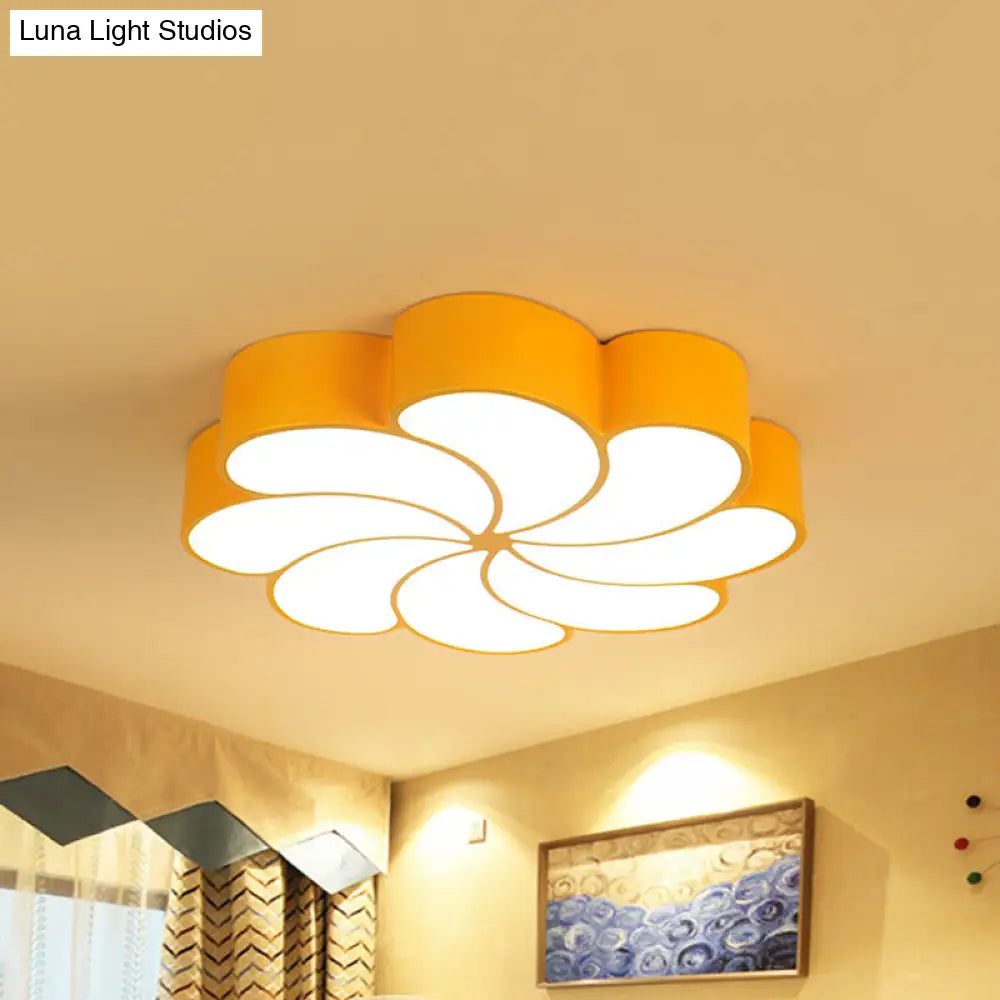 Spiral Flower Acrylic Kids Led Flush Mount Light In Orange/Yellow Yellow